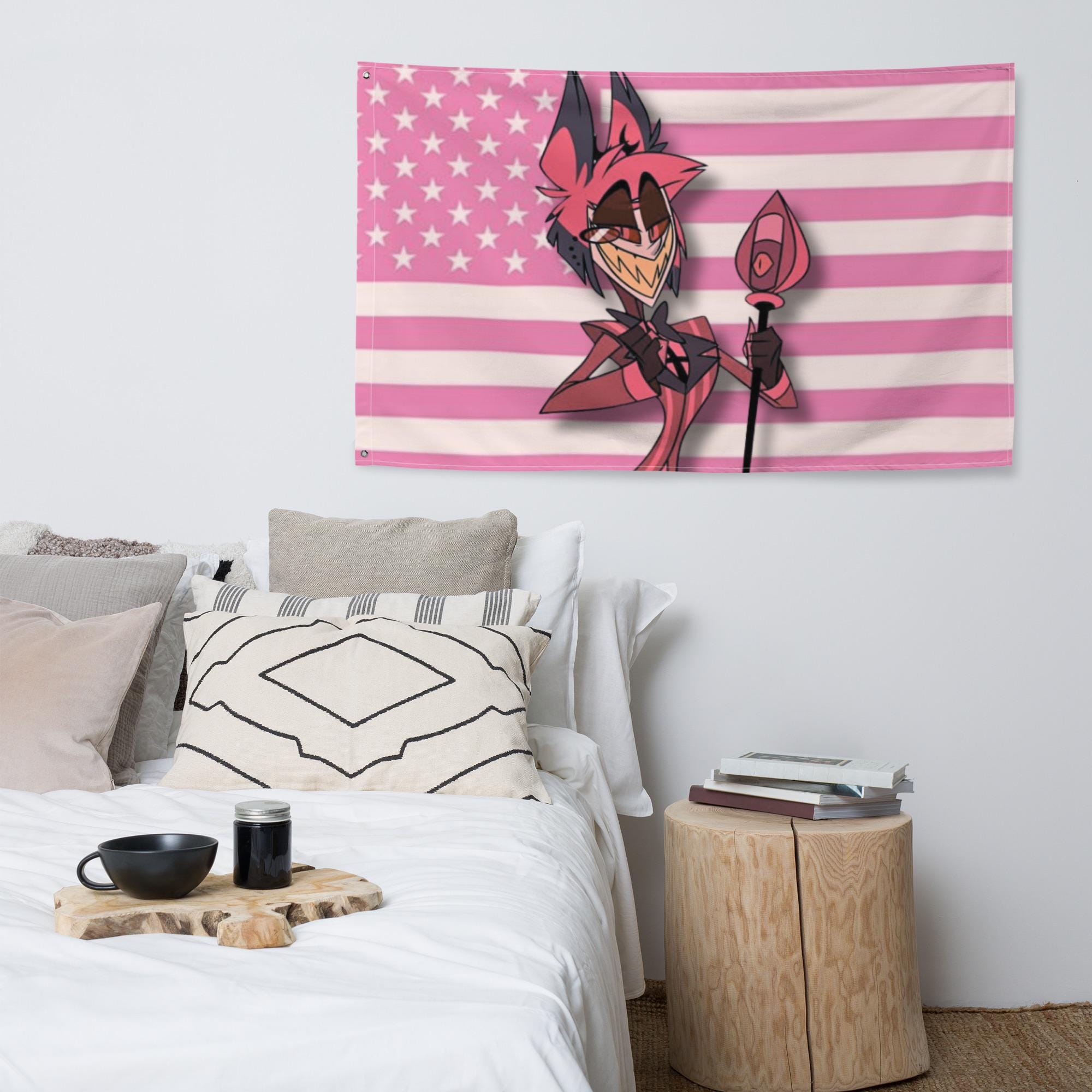 Alastor Hazbin Hotel Pink Wall Flag