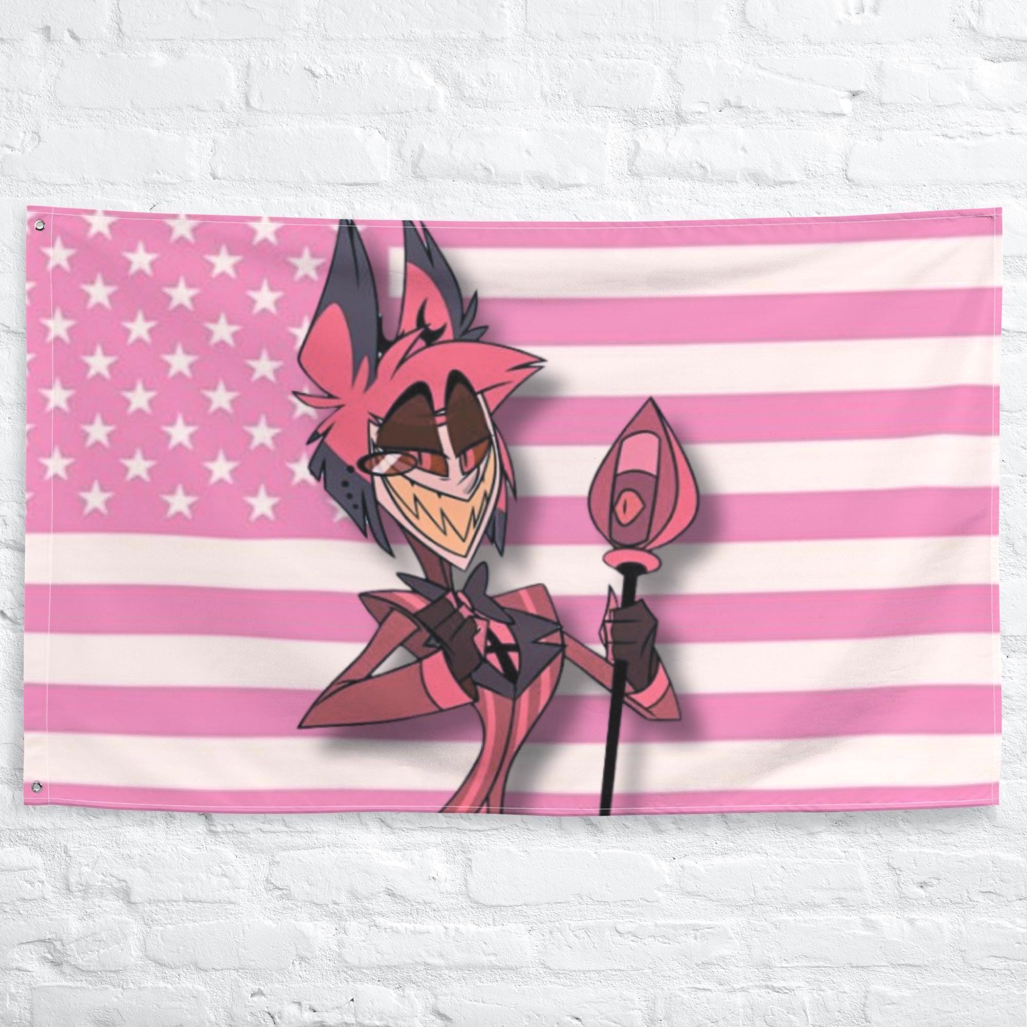 Alastor Hazbin Hotel Pink Wall Flag