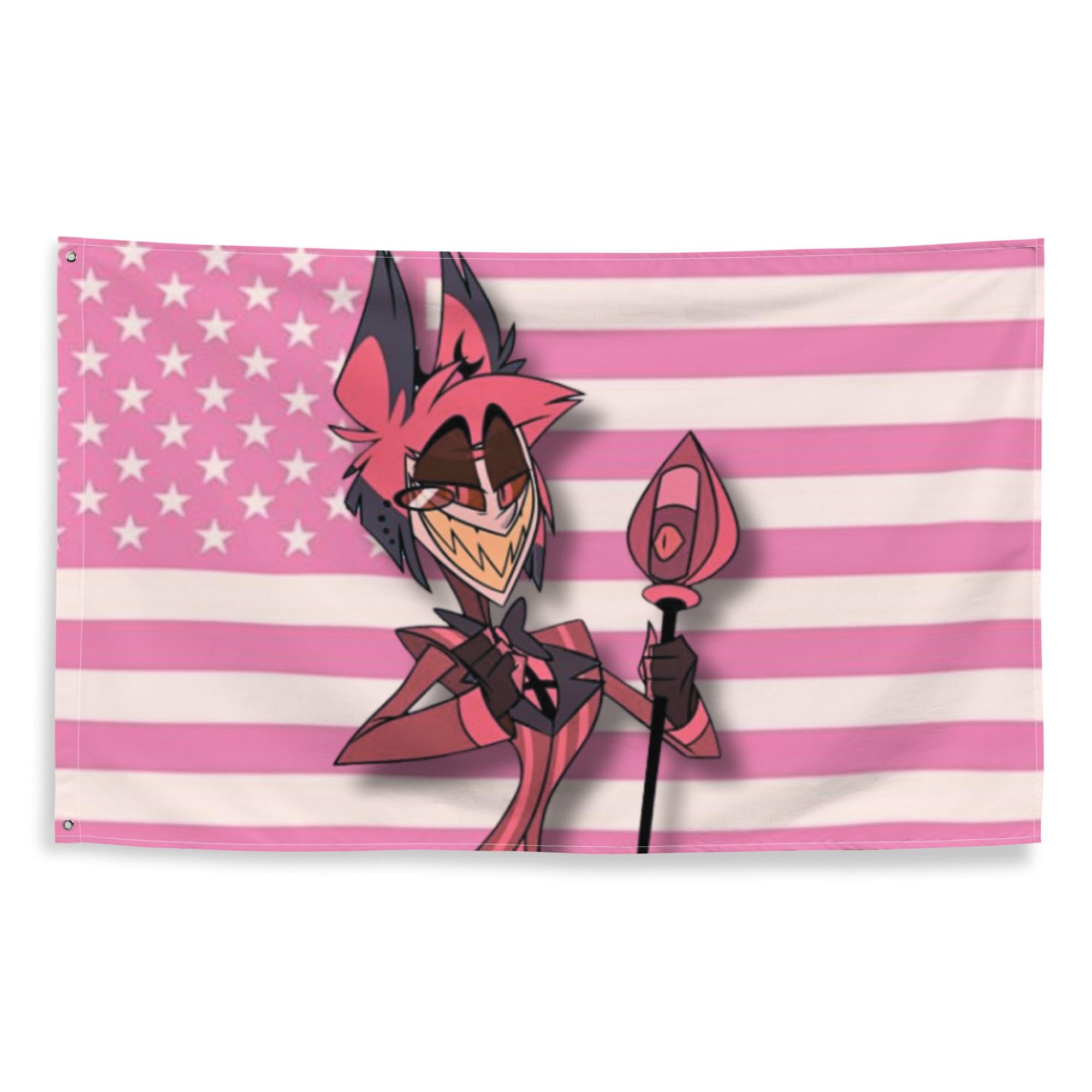 Alastor Hazbin Hotel Pink Wall Flag